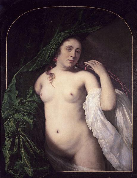 Bartholomeus van der Helst Nude drawing back the curtain France oil painting art